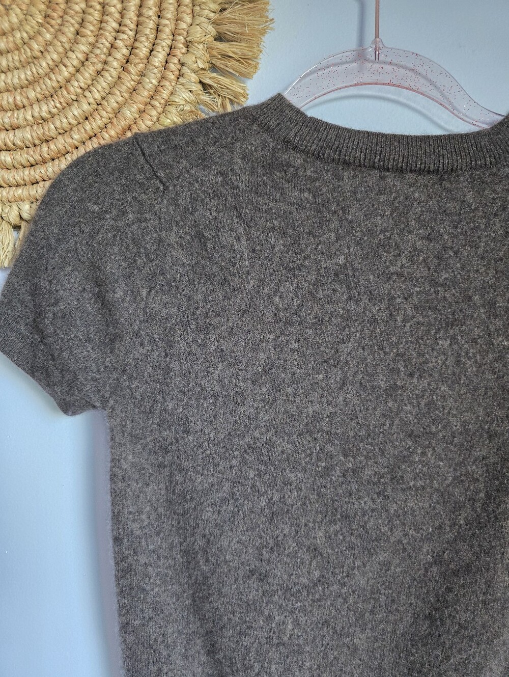Quince Mongolian 100% Cashmere Brown Short Sleeve Sweater Tee SZ Small Preppy - Picture 6 of 9